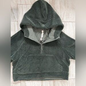 lululemon Cropped Sherpa Scuba Quarter Zip Dark Green Hoodie